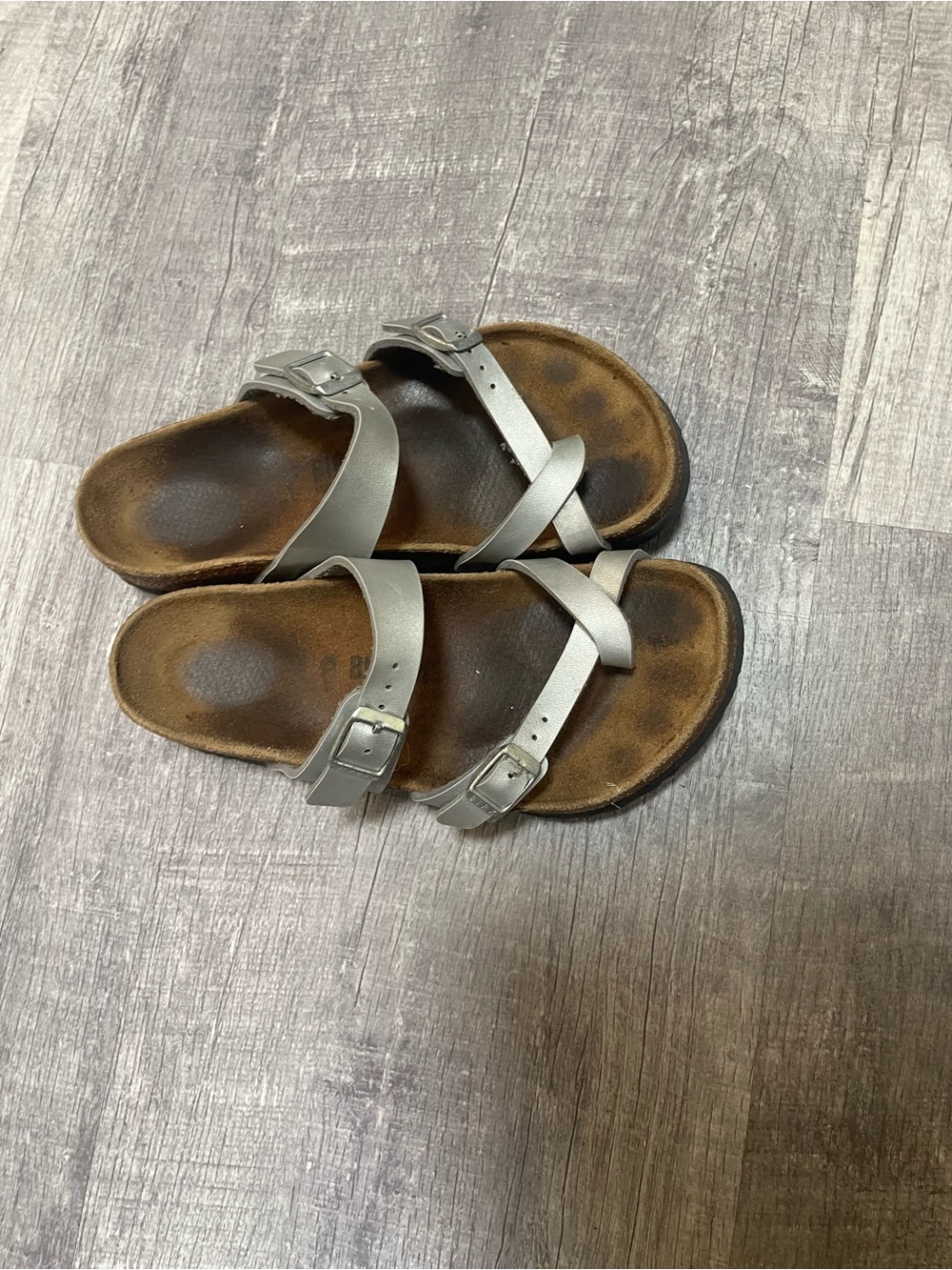 Birkenstock Mayari Women's EU 37 US 6 Reg Silver Brown Sandals look at pictures